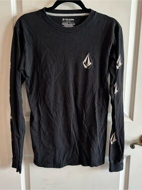 Volcom Black Crewneck Long Sleeve Tee with Small Logo